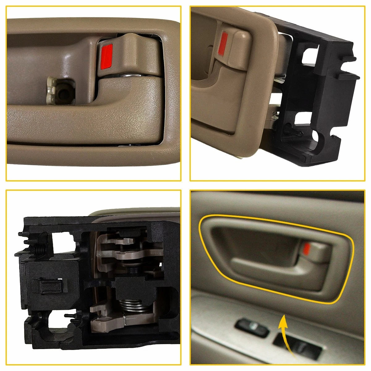 2X Inside Door Handle Beige/Tan Passenger Side for Sequoia (2001–2007), Tundra (2004–2006)
