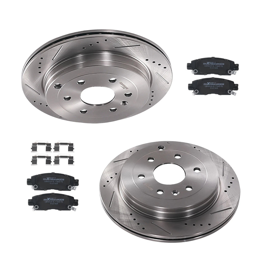 Rear Brake Rotors and Pads Kit for Chevy Traverse (2009–2017) GMC Acadia (2007–2016)