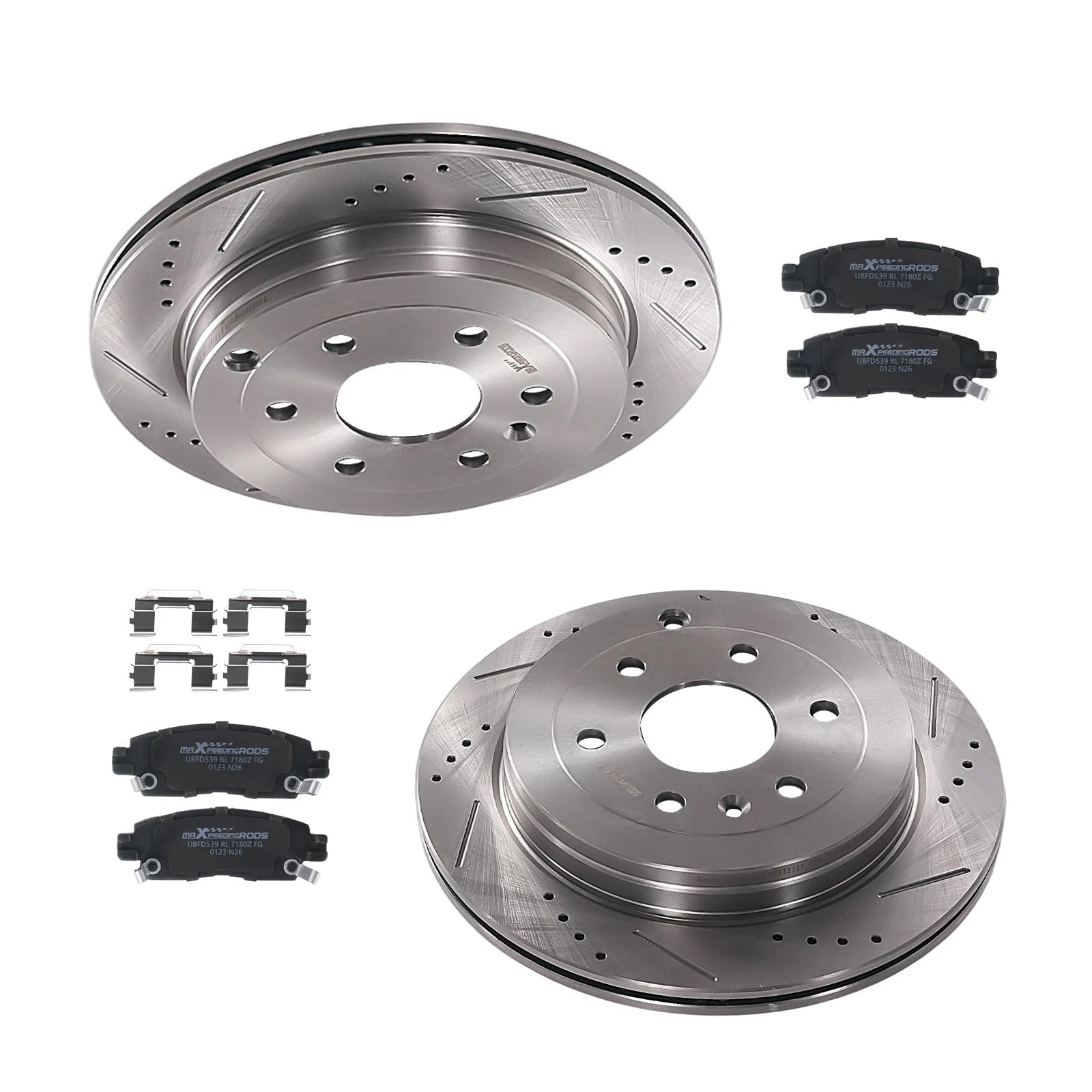 Rear Brake Rotors and Pads Kit for Chevy Traverse (2009–2017) GMC Acadia (2007–2016)