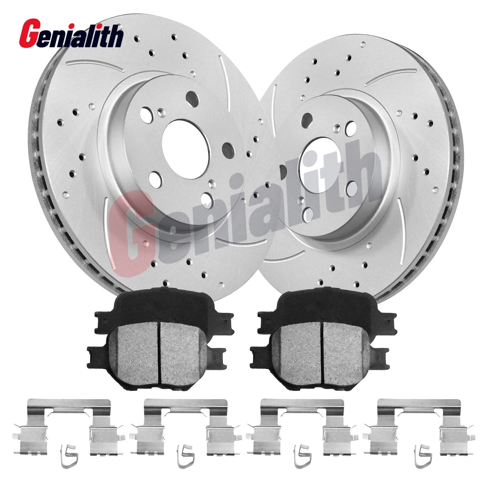 Set of 4 Front Drilled Slotted Rotors + Ceramic Brake Pads for Toyota Celica (2000–2005)