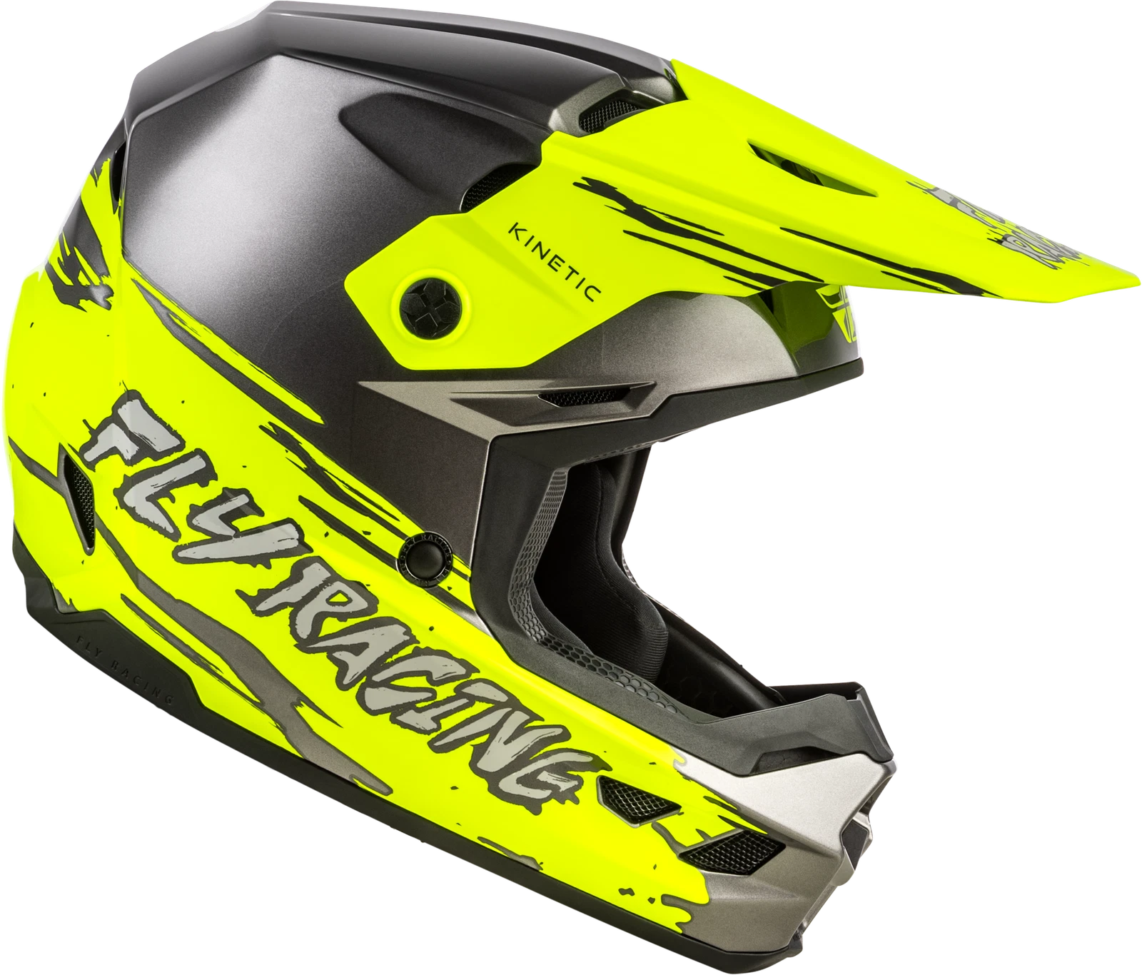 Youth Kinetic Surge Helmet for Off-Road (FLY Racing) - Grey/Hi-Vis Yellow
