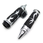 Chrome Flame Spike Handle Bar Grip 7/8" for Honda Suzuki Kawasaki