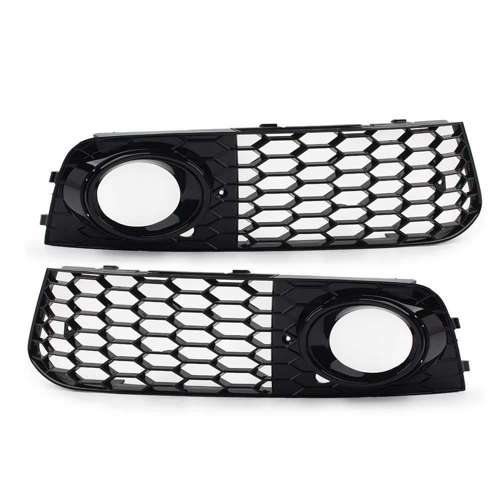 2X Front Fog Light Grille Cover for Audi A4 B8 (2009–2012) Black Honeycomb Mesh