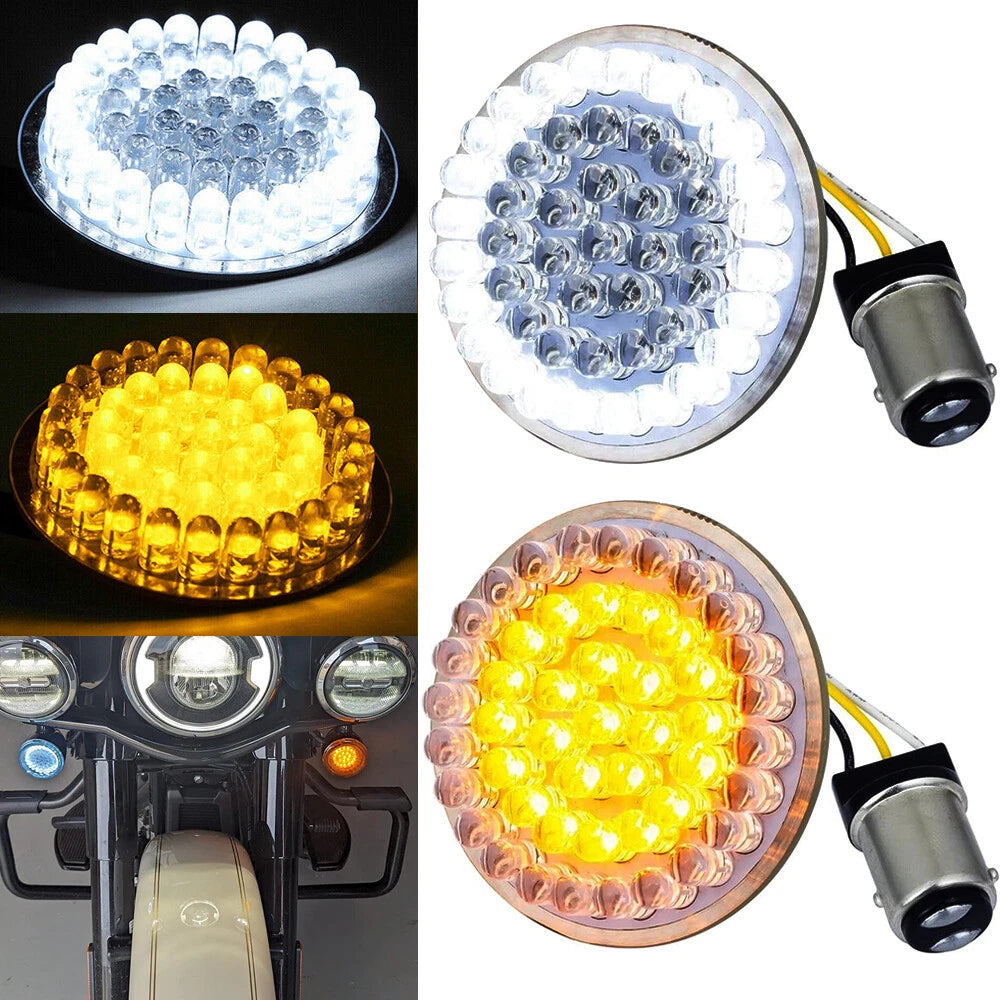LED Turn Signal Lights 1157 Amber/White for Harley Touring Dyna