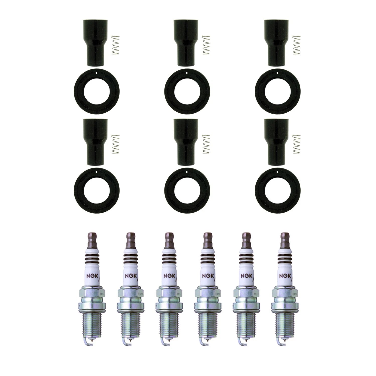 Set of 6 NGK Iridium IX Spark Plugs & Coil Boots for Avalon Camry ES330 Sienna V6 (2000–2006)