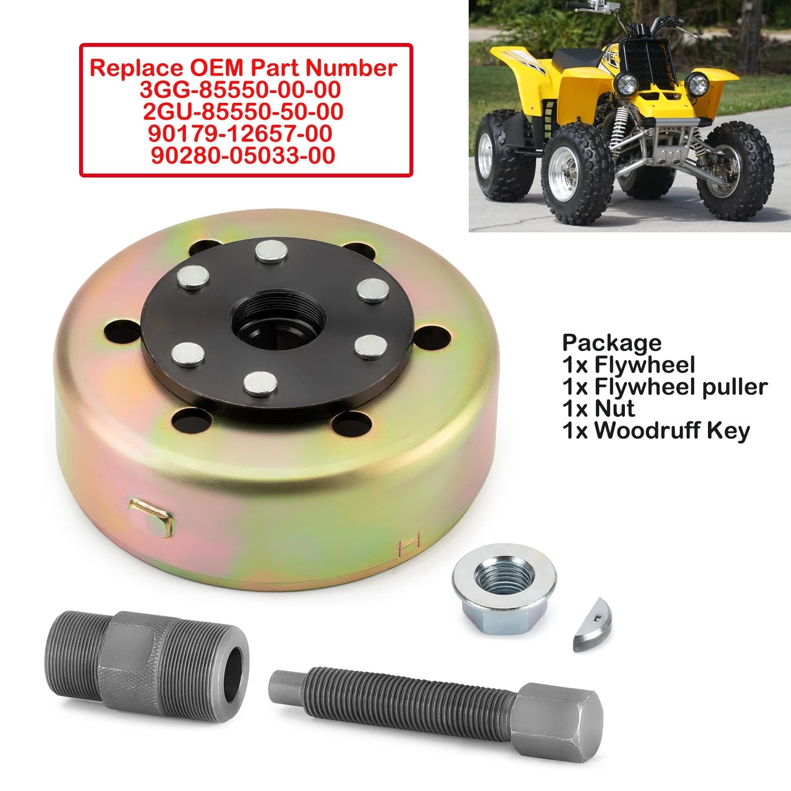 Flywheel Rotor Magneto with Puller & Woodruff Key for Yamaha Banshee 350 (1987–2006)