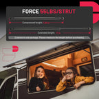 Gas Struts for Truck Cap Toolbox (17in, 55lbs/245N)