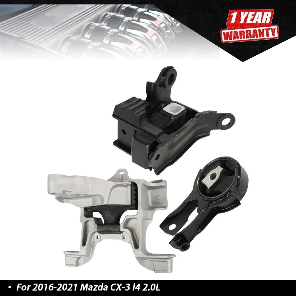 3PCS Engine & Transmission Mounts for Mazda CX-3 (2016–2021) L4-2.0L