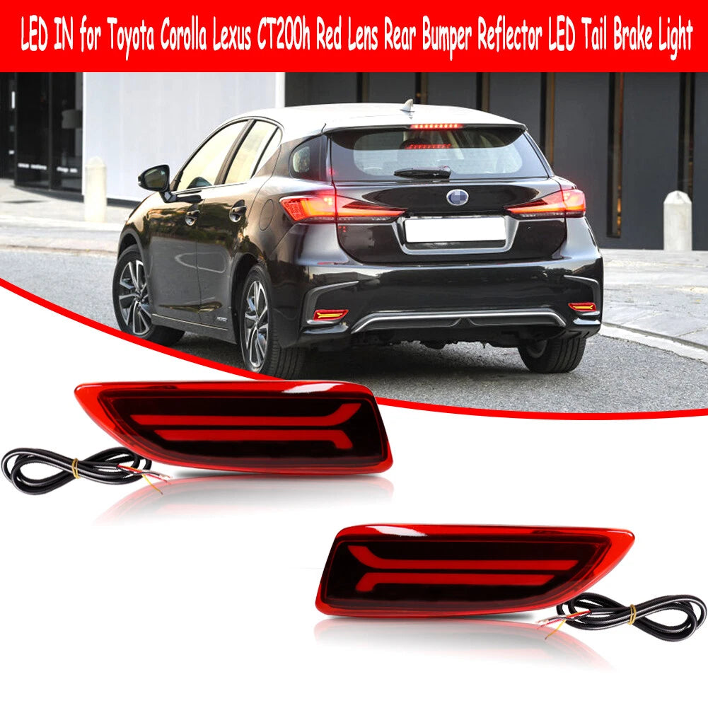 Red LED Rear Reflector Brake Signal Lights for Toyota Corolla Lexus CT200h (2011–2013)
