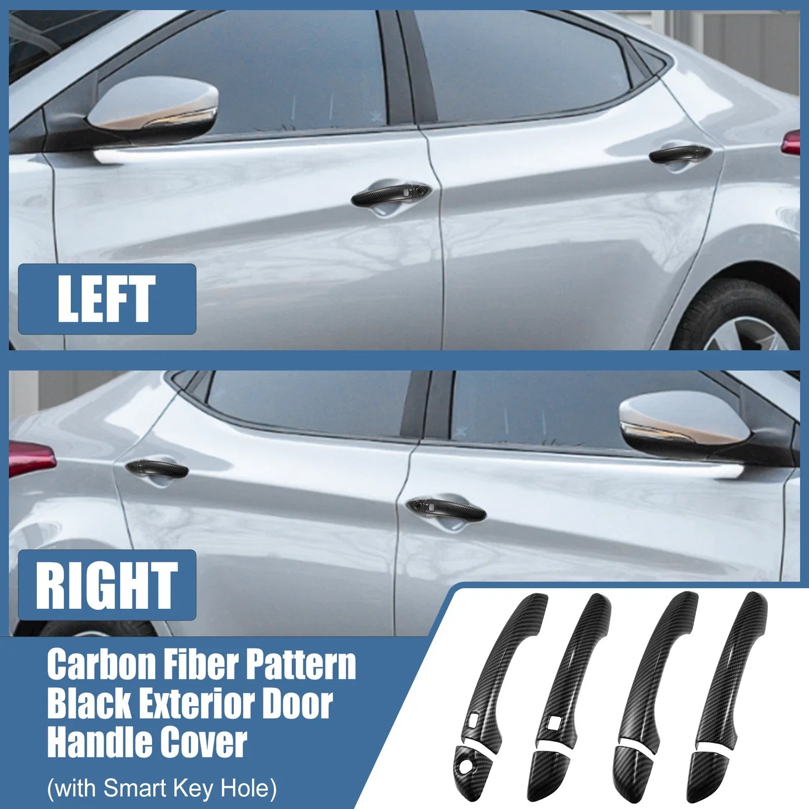 8pcs Side Door Handle Cover Trim for Hyundai Elantra (2017-2020)