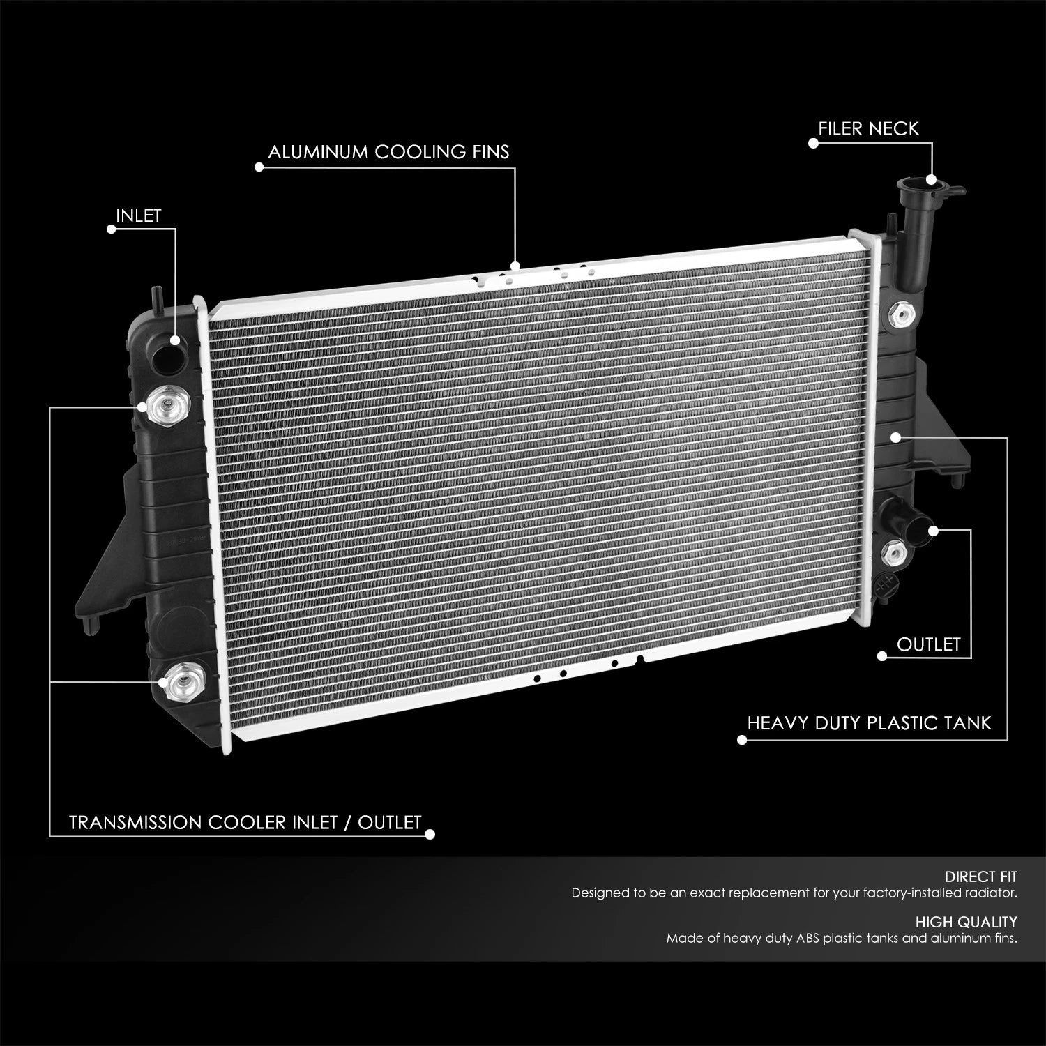 Cooling Radiator for Chevy Astro GMC Safari (1995) DPI 1688 Aluminum