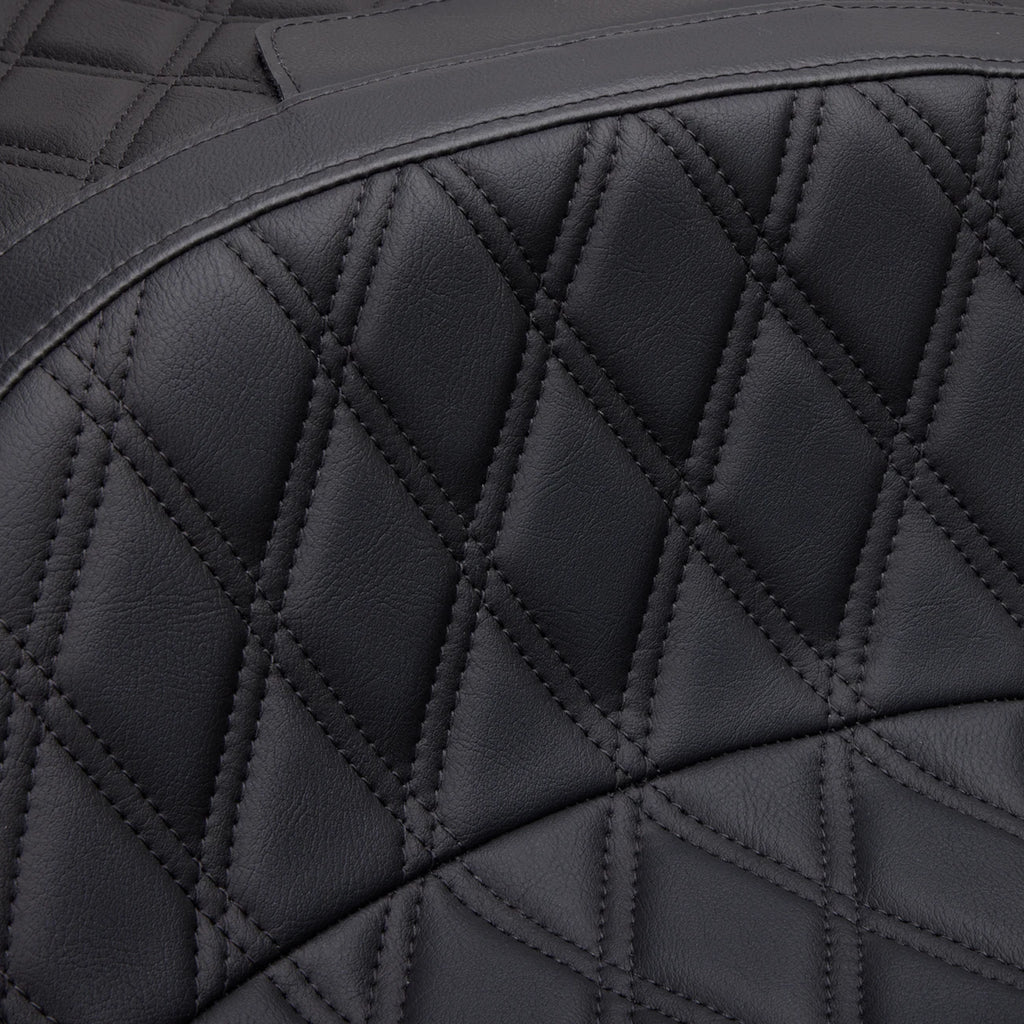 Freedom Seat for Harley FLH (Drag Specialties) - Vinyl, Double Diamond Black Stitch