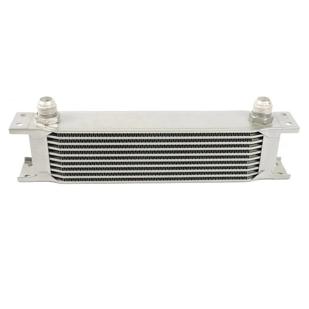 10 Row Aluminum Engine Transmission Oil Cooler Kit with 10AN Hose Fittings