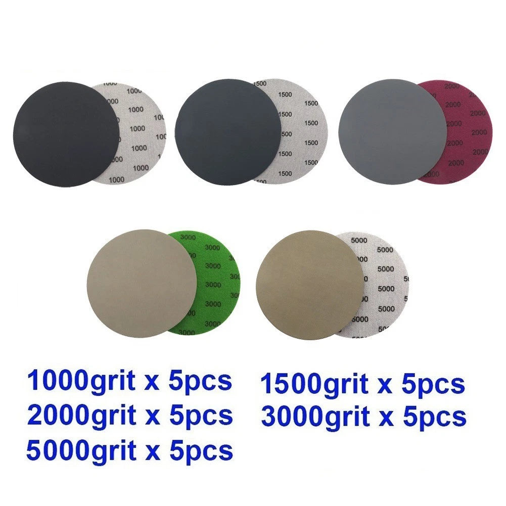 Set of 25 Waterproof Sandpaper 1000 1500 2000 3000 5000 Grit 125mm