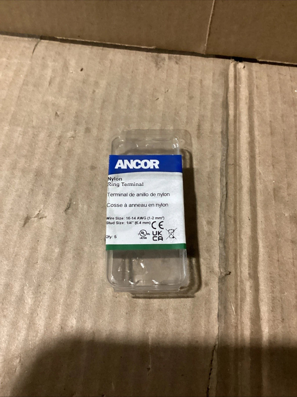 Set of 5 Ancor 230214 16-14 AWG Nylon Ring Terminals for Automotive