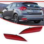 Red LED Rear Bumper Reflector Tail Lights for Ford Focus Hatchback (2015–2018)