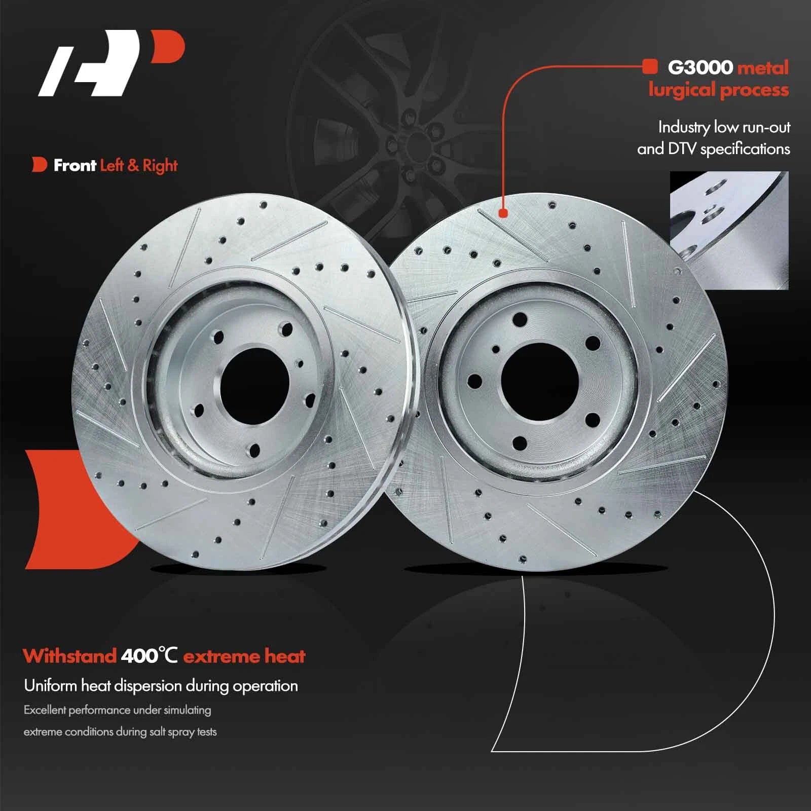 Front Side Drilled Brake Rotors for Nissan Altima (2006) Murano (2005–2014)