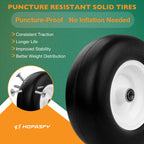 Set of 2 Front Smooth Flat Free Tires for Zero-Turn Lawn Mower
