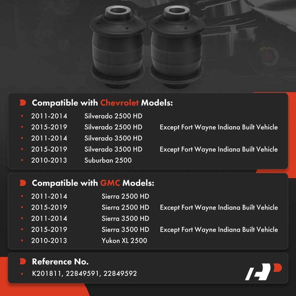 2X Front Lower Rearward Control Arm Bushings for GMC Sierra 2500 HD (2007–2019)