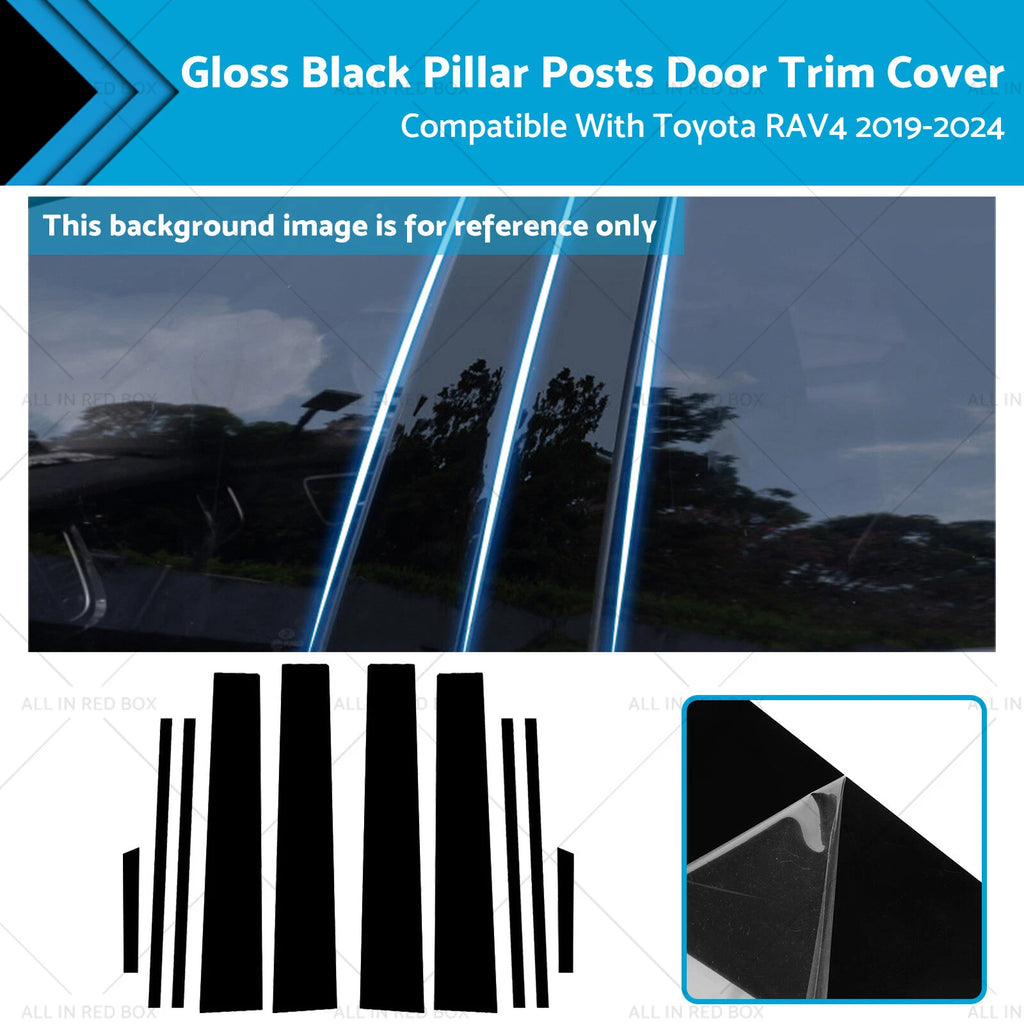 Gloss Black Pillar Posts Door Trim Cover for Toyota RAV4 (2019–2024)