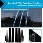 Gloss Black Pillar Posts Door Trim Cover for Toyota RAV4 (2019–2024)