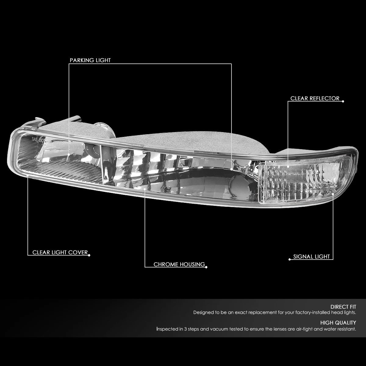 Bumper Signal Light for GMC Sierra/Yukon (1999–2006) Chrome Housing Clear Lens