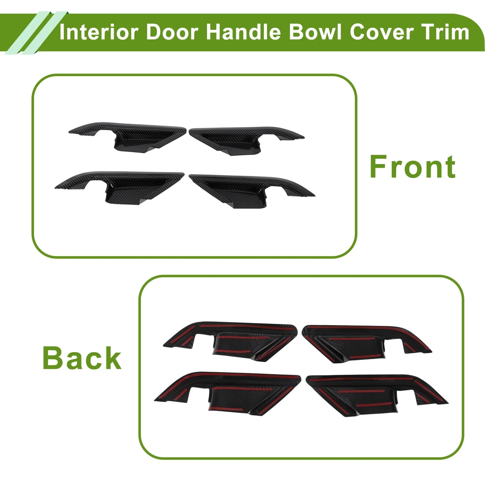 Set of 4 Interior Door Handle Bowl Cover Trim for Toyota Camry (2018–2024) ABS