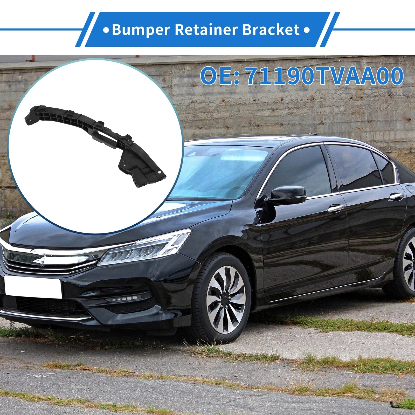 Front Left Bumper Retainer Bracket No. 71190TVAA00 for Honda Accord (2018–2019)