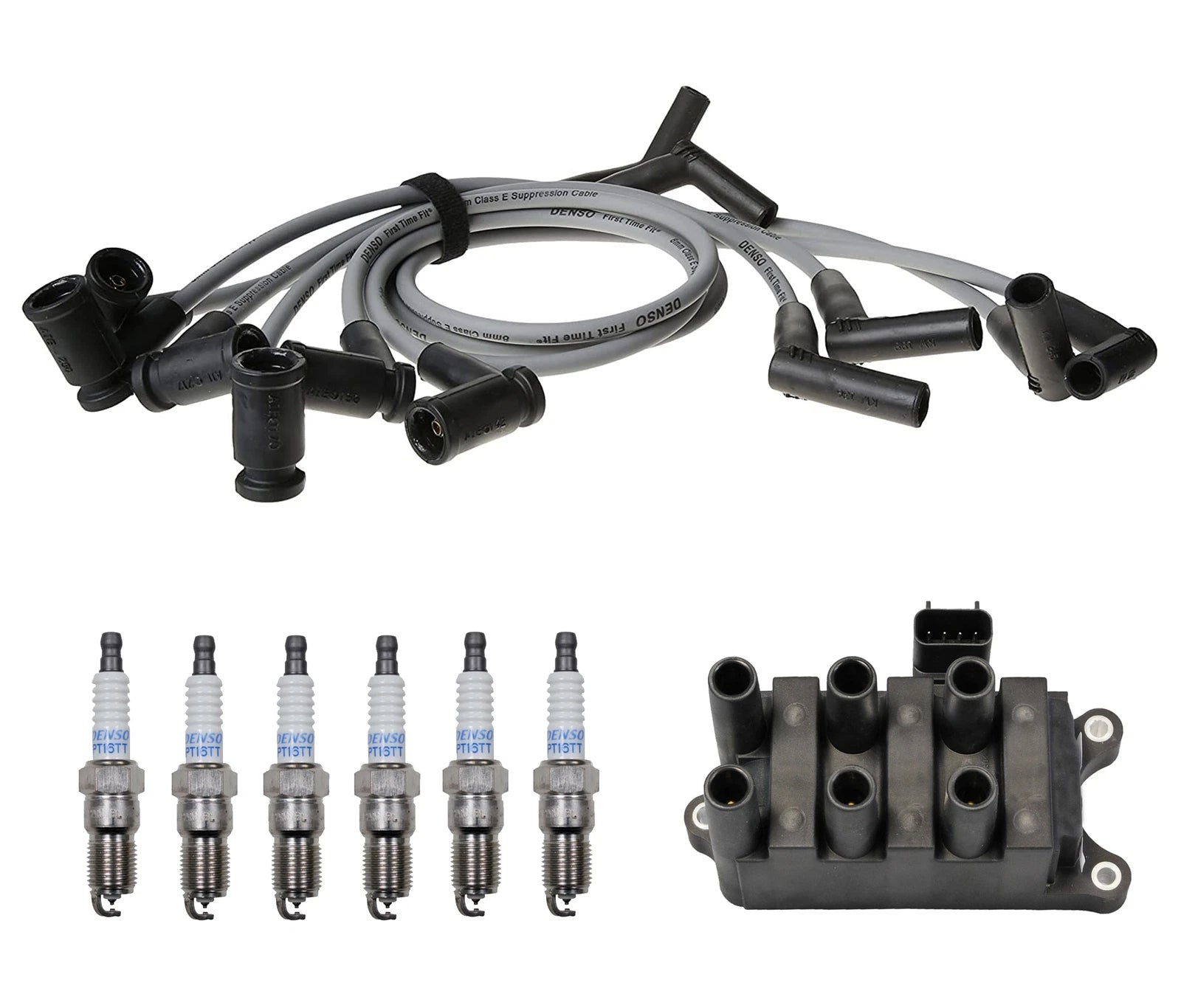 Set of 6 Denso Ignition Coil Wire & Platinum Spark Plugs for Ford Mercury (3.0L)