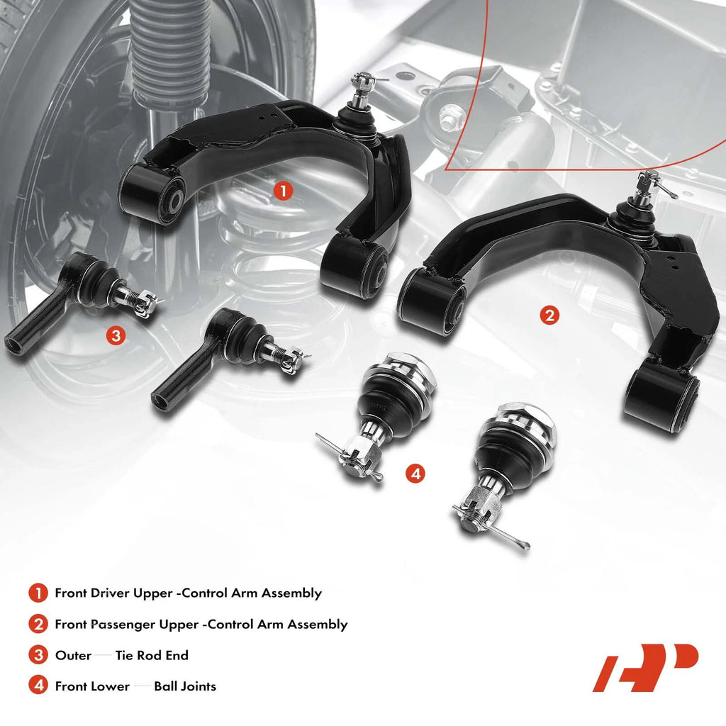 6X Front Upper Control Arm & Tie Rod for Nissan Frontier Xterra (2000-2004)
