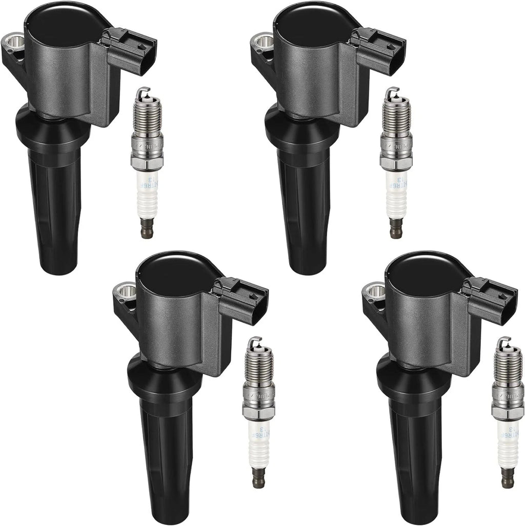 Set of 4 Ignition Coils + 4 Spark Plugs for Ford Mazda Transit Focus (YYYY–YYYY)