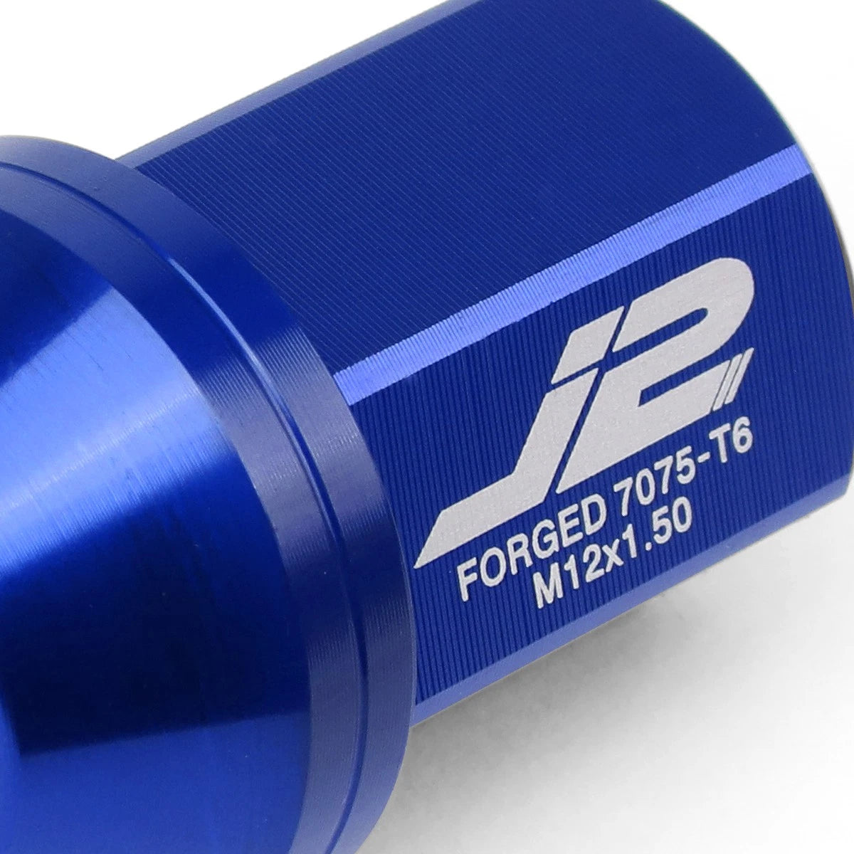 Set of 20 J2 7075 Forged Aluminum M12x1.5 Close-End Lug Nuts with Adapter Blue
