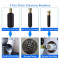 3 Rubber Bladders Drain Cleaning Kit for 1-6 Inch Pipes