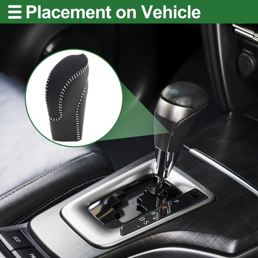 Gear Shift Knob Cover for Subaru Forester (2018–2023) Black Grey Faux Leather