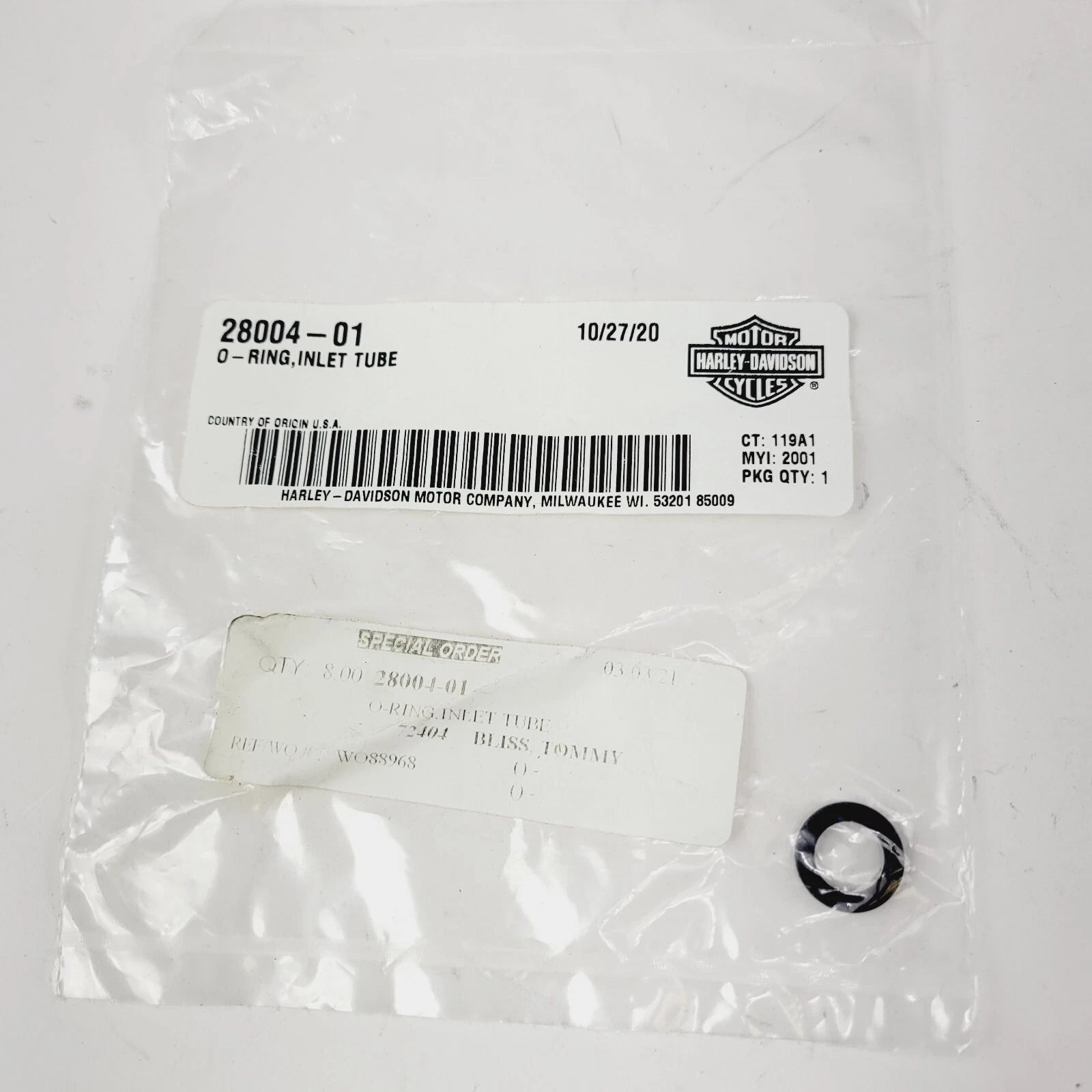Oil Line Inlet Tube O Ring for Harley-Davidson (2001–2001) 28004-01