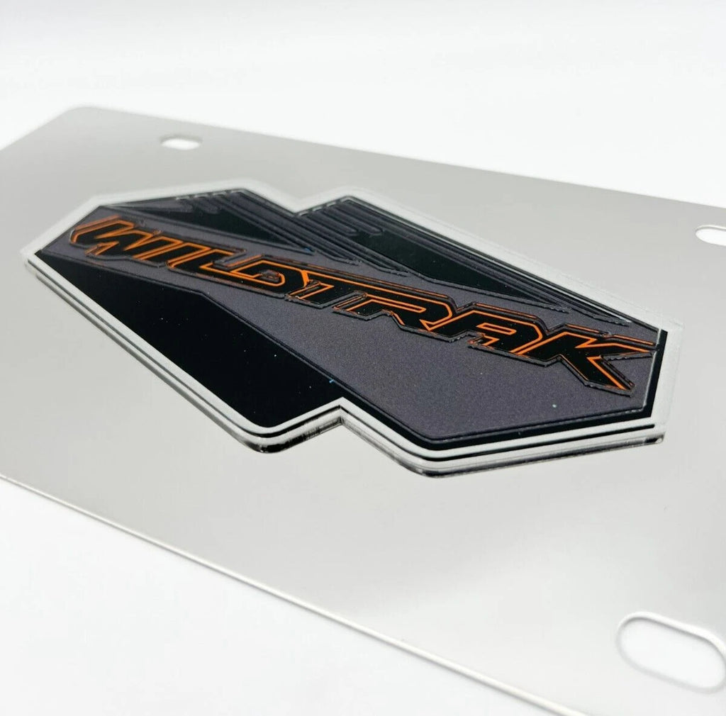 Chrome License Plate Frame with 3D Ford Bronco Wildtrak Logo for Ford Bronco (2021–2024)