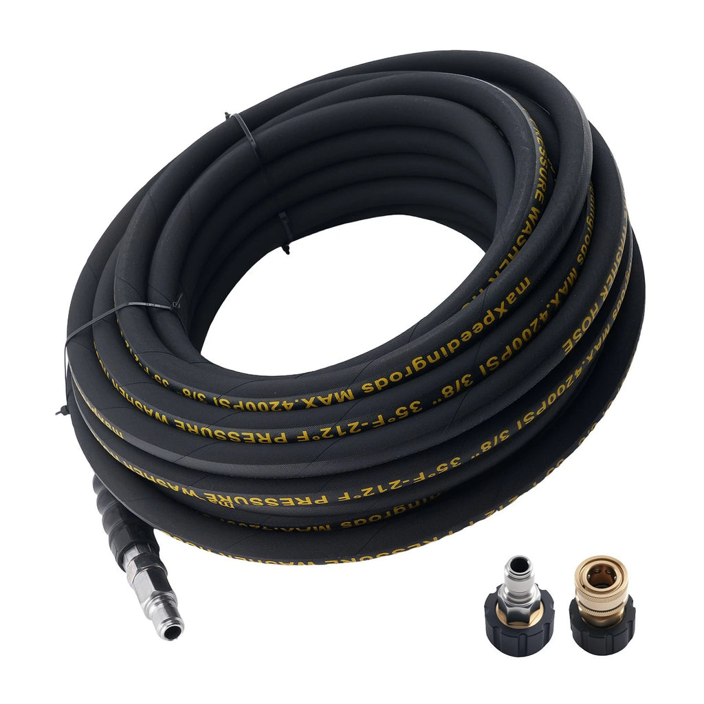 50ft 3/8" Pressure Washer Hose for (4200PSI, M22 to 3/8" Coupler)