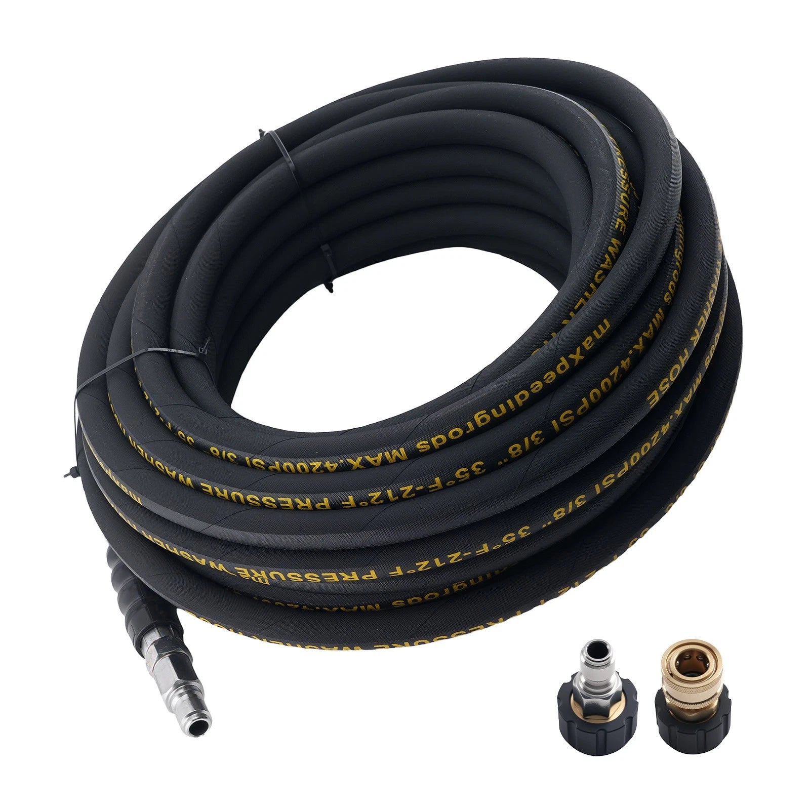 50ft 3/8" Pressure Washer Hose for (4200PSI, M22 to 3/8" Coupler)