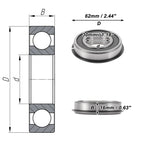 6206NR2RS Deep Groove Ball Bearing for Scooter Skateboard (30x62x16mm)