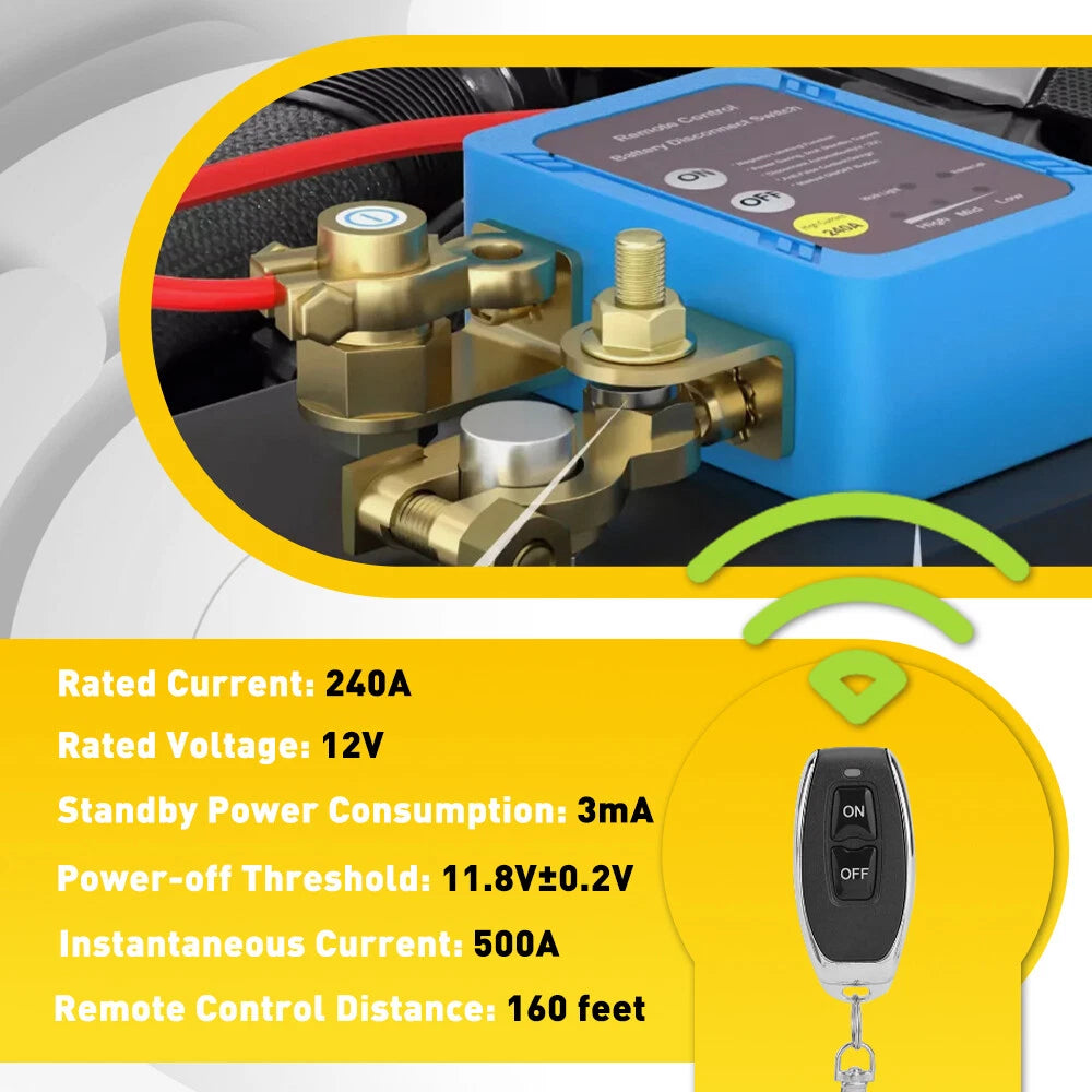 Remote Battery Disconnect Switch for Automotive (12V)