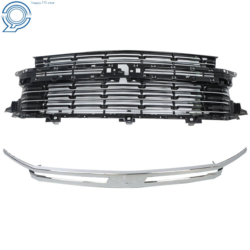 Front Upper Grille with Center Chrome Trim for Chevrolet Tahoe (2021–2022)