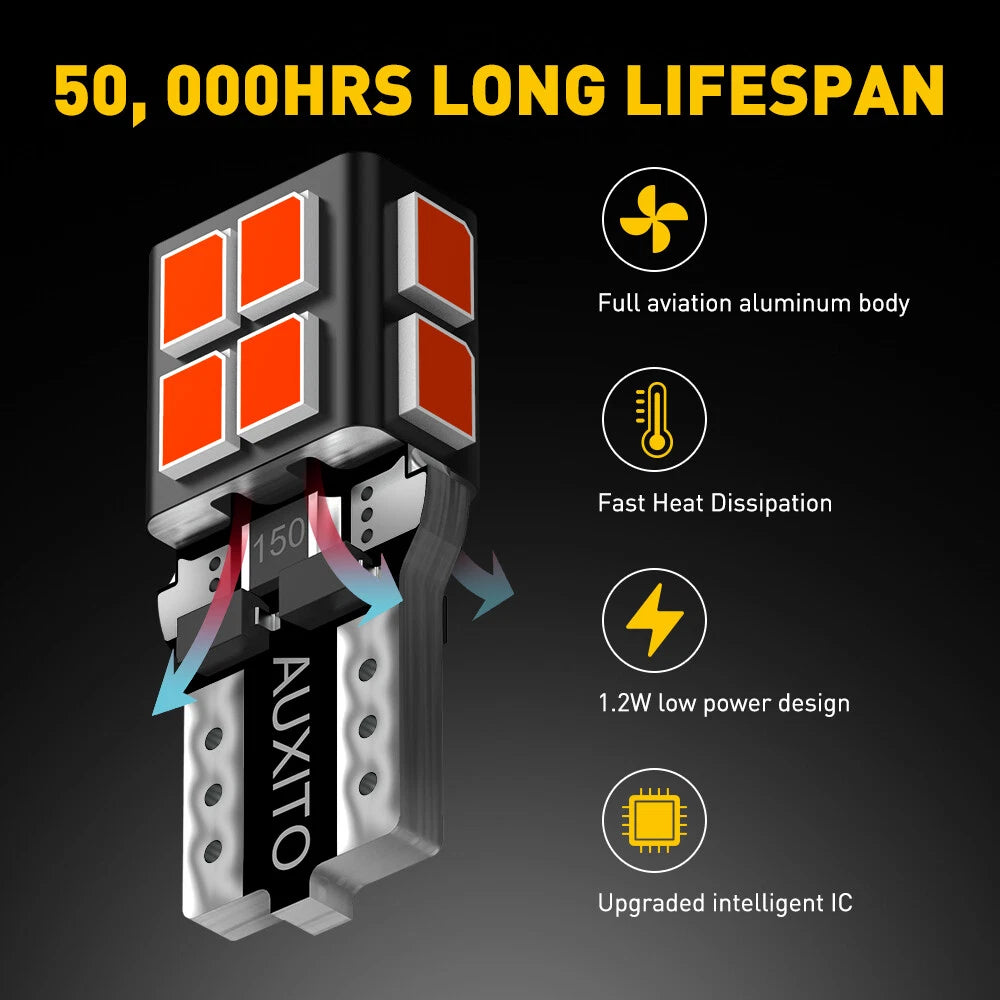 2X T10 Red LED Trunk Cargo Area Light Bulbs for Universal Fit (YYYY–YYYY)