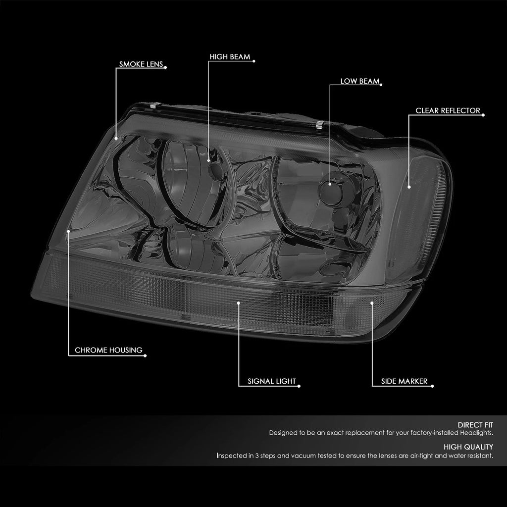 Smoked Corner Headlight Set for Jeep Grand Cherokee (1999–2004)
