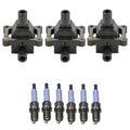 Set of 3 Ignition Coils & 6 U-Groove Spark Plugs for Mercedes W202 W210 W140 R129