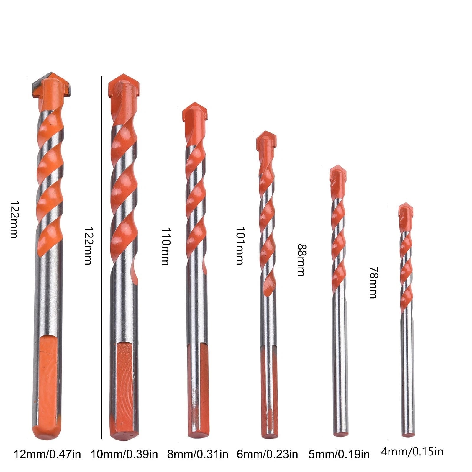 6pcs Carbide Drill Bits Set for Tiles Glass Drywall Brick Wood Metal