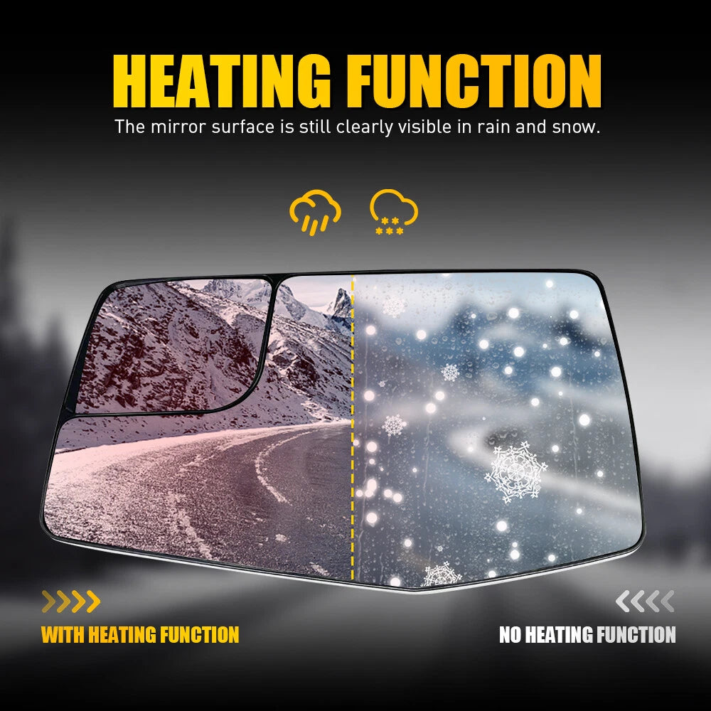 Heated Left Mirror Glass for Chevrolet Silverado 1500 GMC Sierra 1500 (2019–2023)
