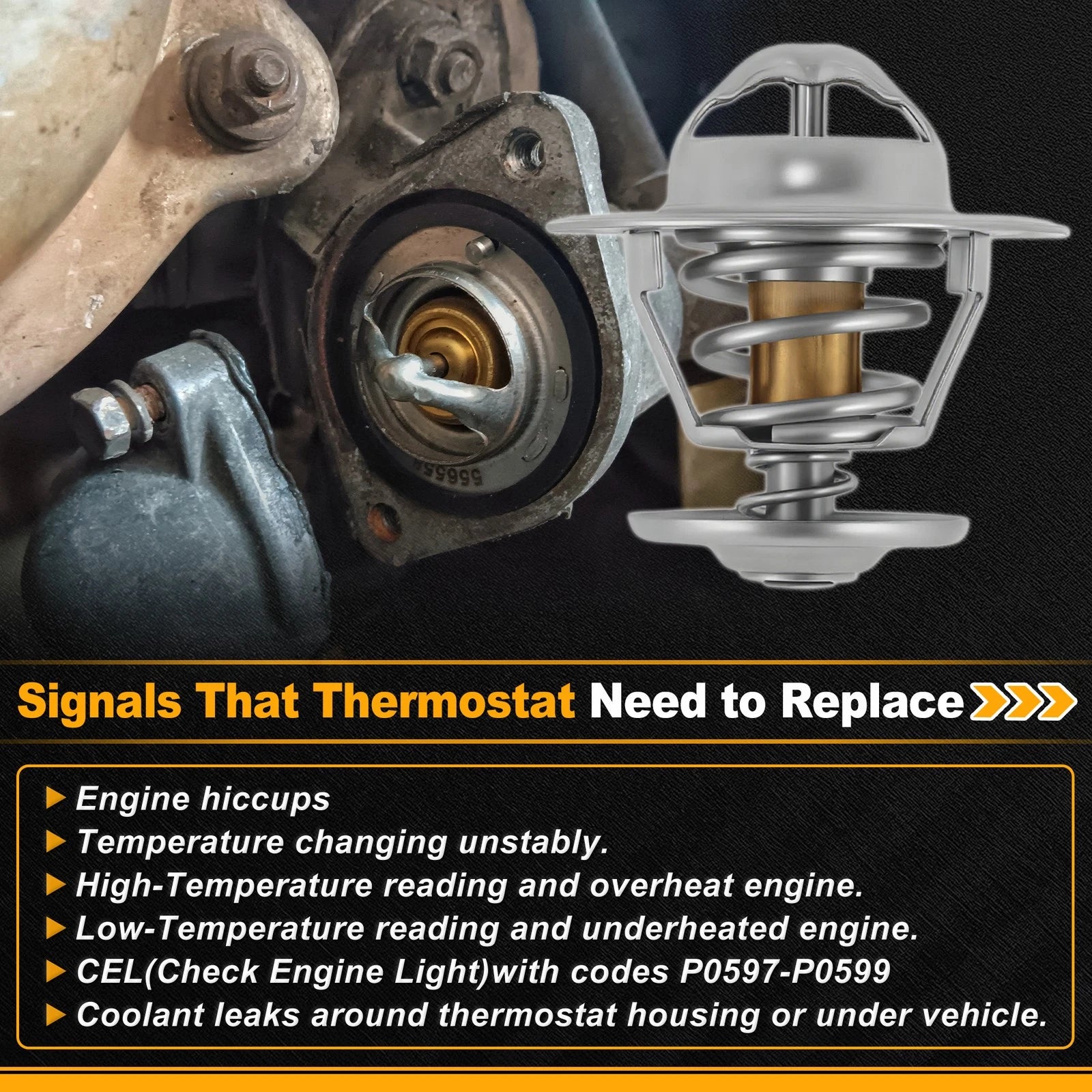 Engine Coolant Thermostat 068121113H for Audi A2 (2000–2005) with Seal