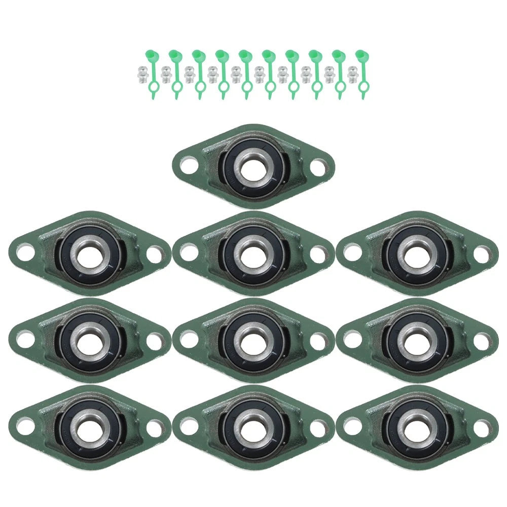Set of 10 Pillow Block Flange Bearings for UCFL204 (3/4" Bore)