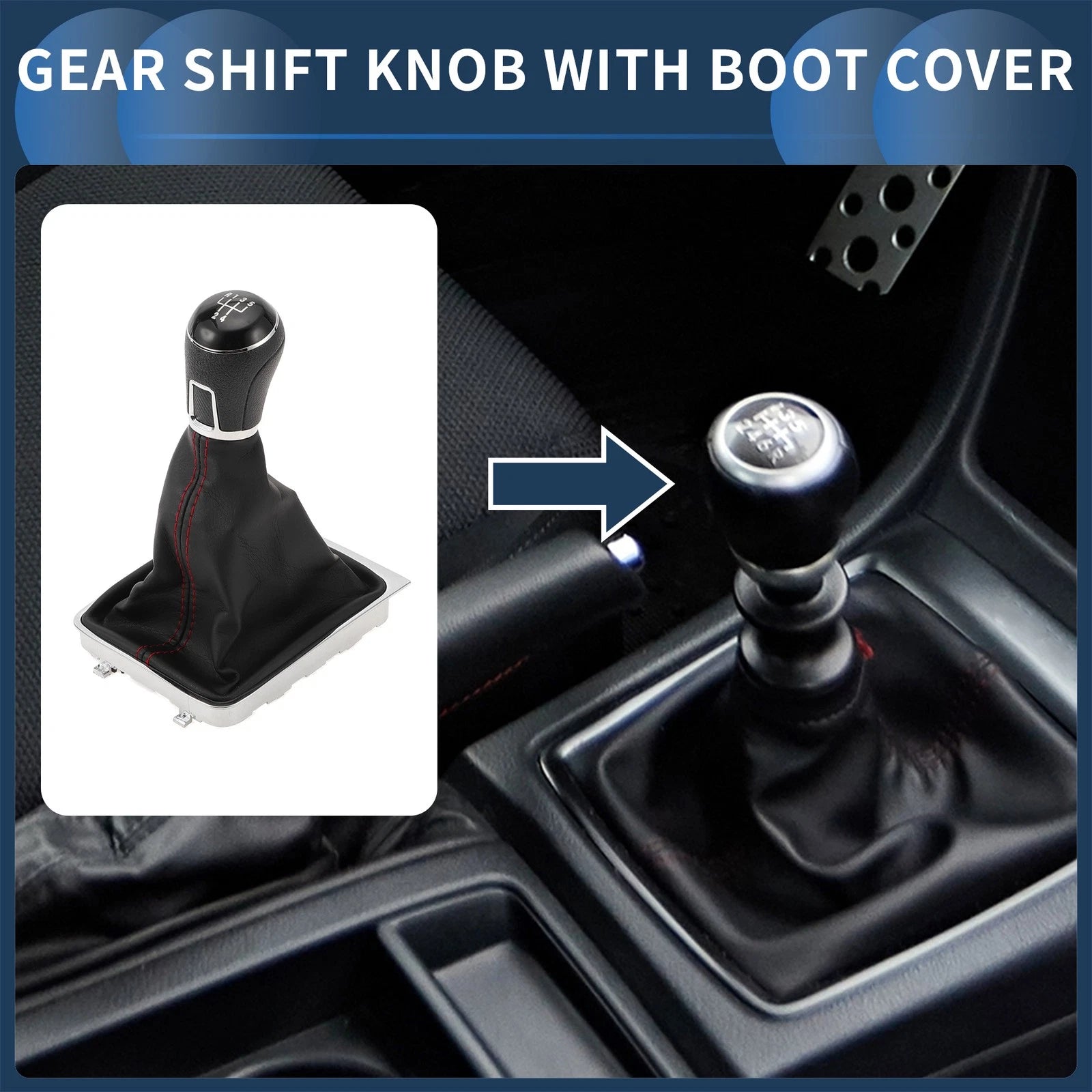 5 Speed Gear Shift Knob with Cover for Volkswagen Passat (2008–2012) Faux Leather