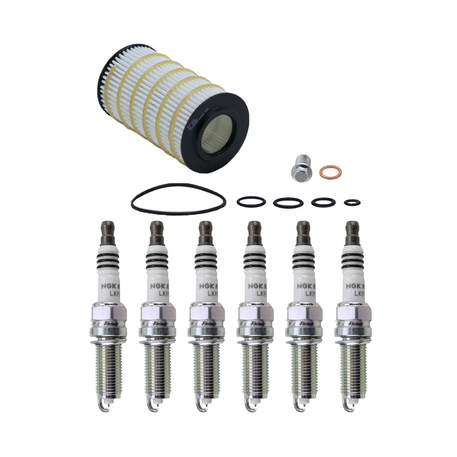 Wix Engine Oil Filter & NGK Spark Plugs Set for W203 C280 W204 C300 C209 CLK